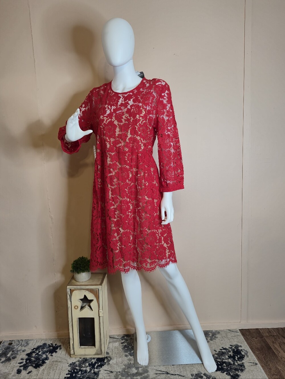 Elegant Red Lace Dress